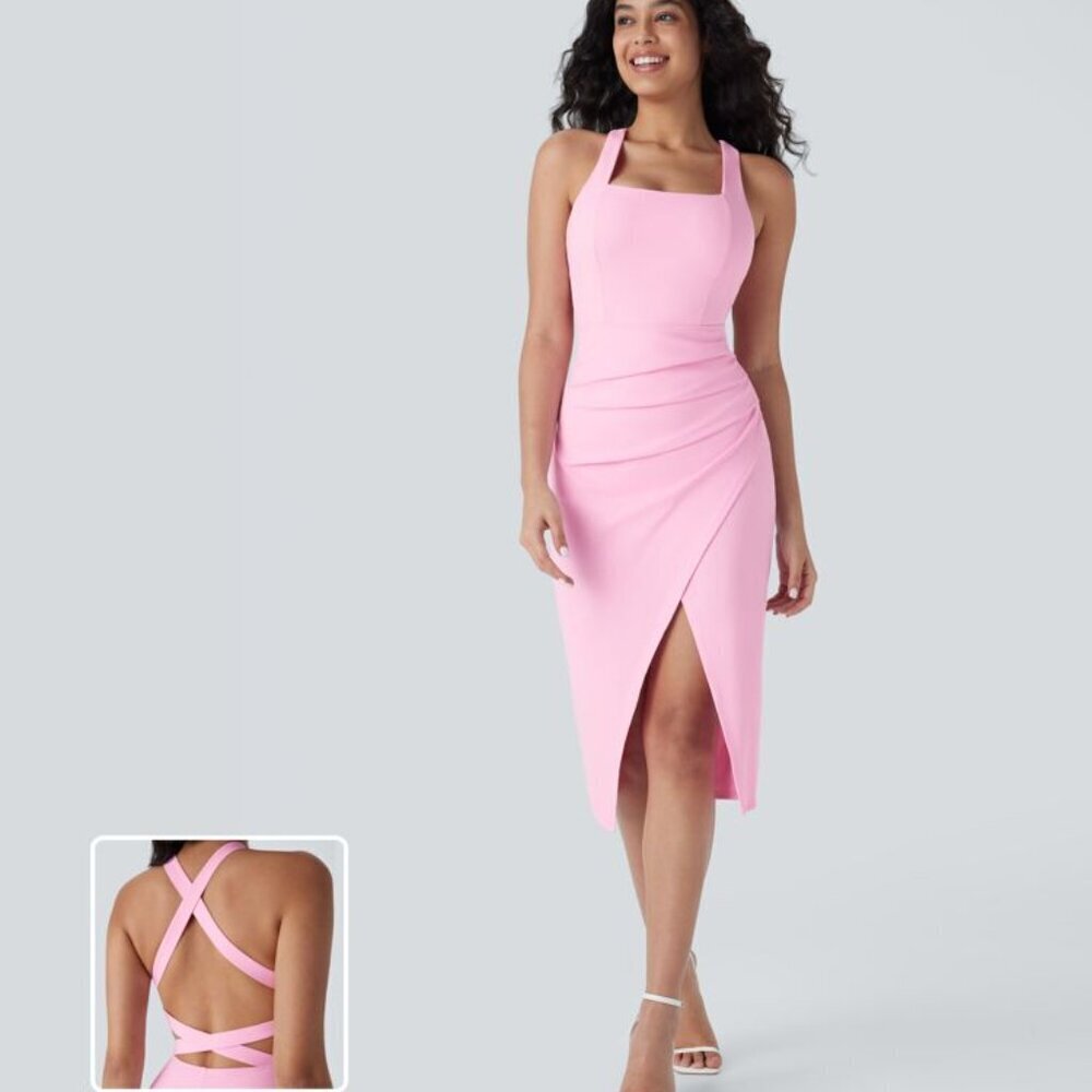 Halara Softlyzero Ruched Split Asymmetric Backles… - image 7